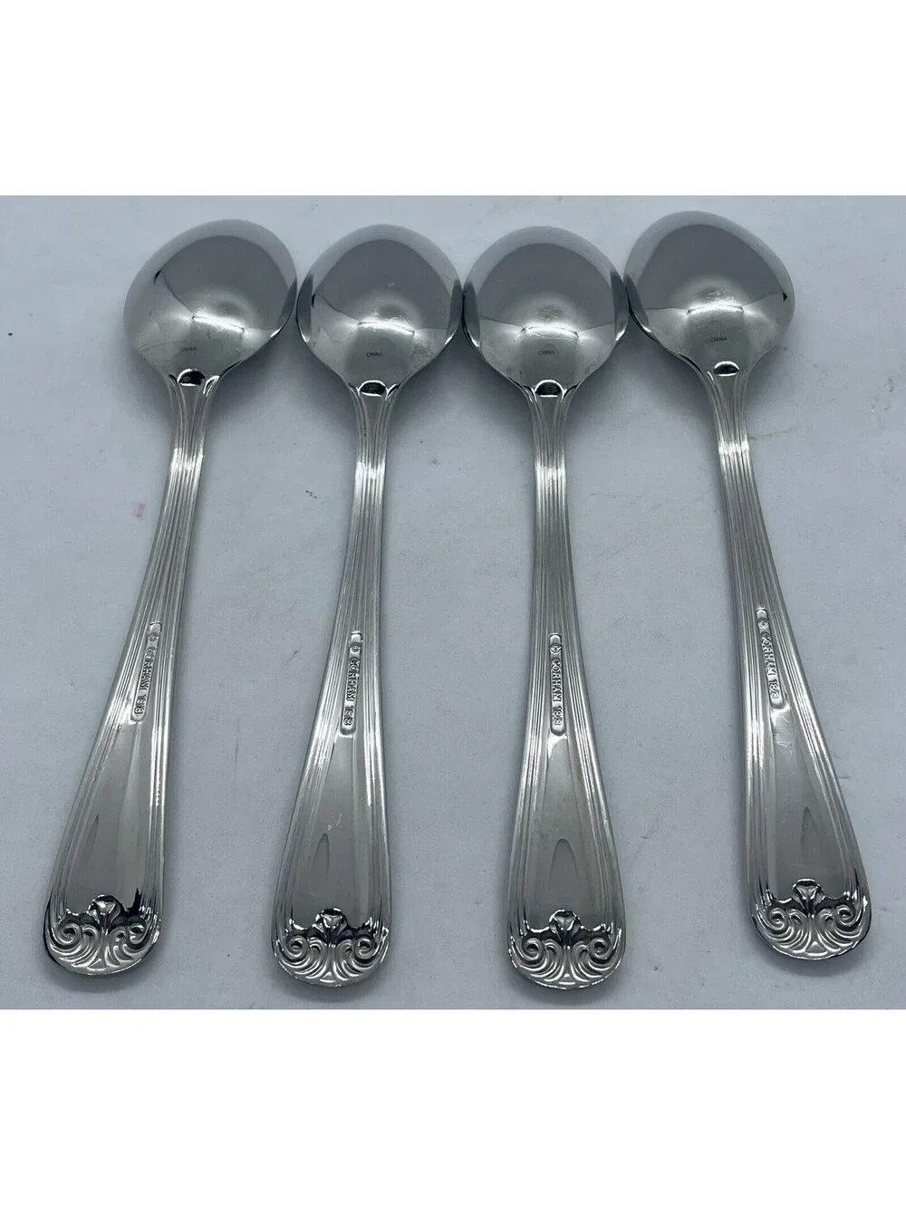 (4) Gorham WINFIELD FROSTED 18/8 Stainless Place Oval Soup Spoon Lot ~ 6 7/8”